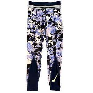 Nike Dri Fit Girls Size Medium Athletic Leggings Floral Print